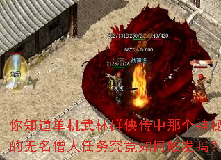 你知道单机武林群侠传中那个神秘的无名僧人任务究竟如何触发吗? 你知道单机武林群侠传中那个神秘的无名僧人任务究竟如何触发吗?